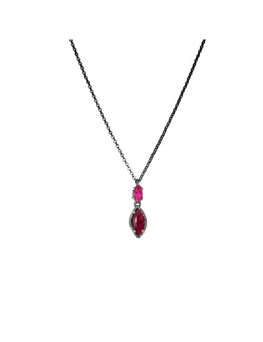 Architecture Necklace in Dark Sterling Silver with Ruby Marquise