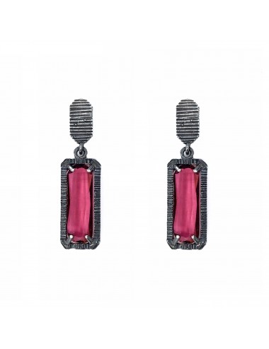 skyline short earrings in dark sterling silver with burgundy red cristal ceramic