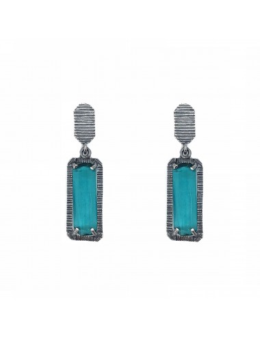 skyline short earrings in dark sterling silver with turquoise cristal ceramic
