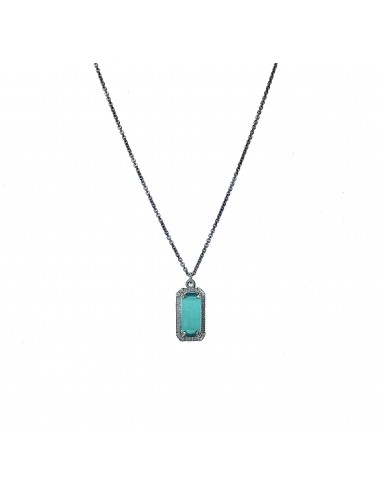 skyline short necklace in dark sterling silver with small turquoise cristal ceramic