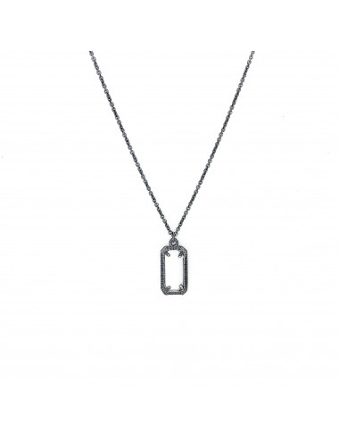 skyline short necklace in dark sterling silver with small white cristal ceramic