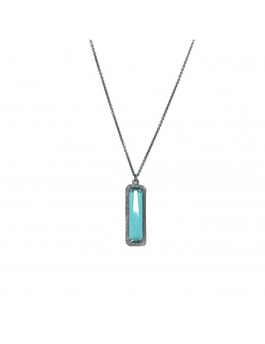 skyline short necklace in dark sterling silver with big turquoise cristal ceramic