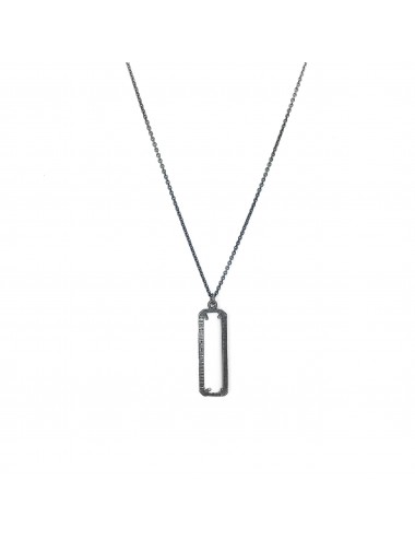 skyline short necklace in dark sterling silver with big white cristal ceramic