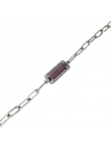 skyline chain bracelet in dark sterling silver with burgundy red cristal ceramic
