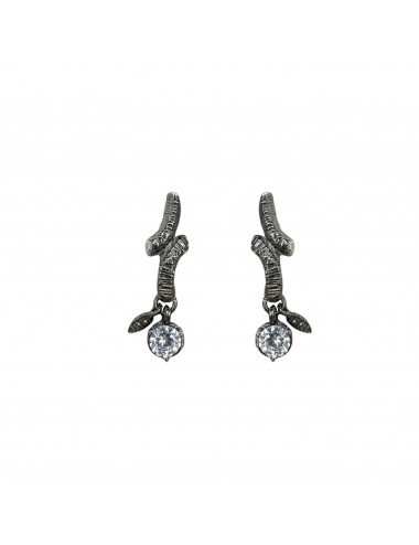 Tentacion Earrings in Dark Sterling Silver with White Circonita