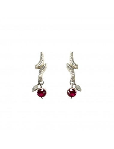 Tentacion Earrings in Sterling Silver with Red Circonita