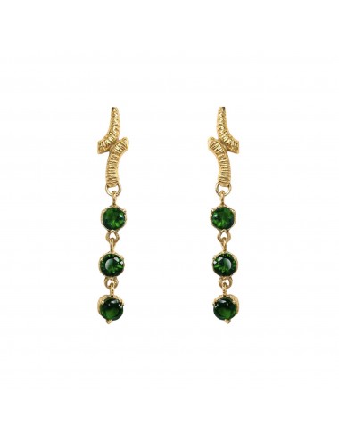 Tentacion Earrings in Sterling Silver Vermeil with Green Circonitas