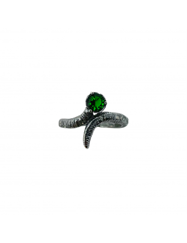 Tentacion Ring in Dark Sterling Silver with Green Circonita