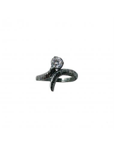 Tentacion Ring in Dark Sterling Silver with White Circonita