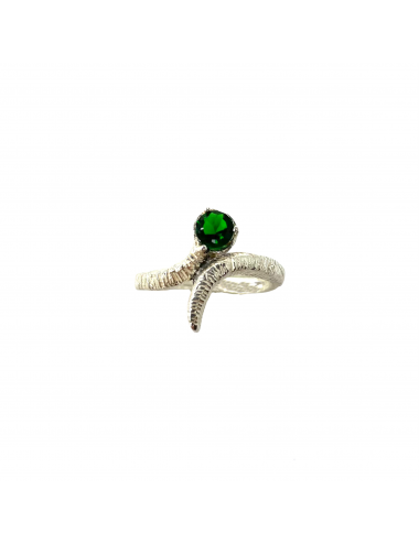 Tentacion Ring in Dark Sterling Silver with Green Circonita