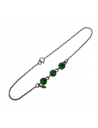 Tentacion Bracelet in Dark Sterling Silver with Triple Green Circonita