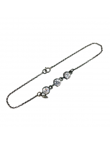 Tentacion Bracelet in Dark Sterling Silver with Triple White Circonita