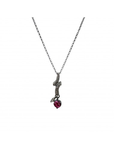 Tentacion Necklace in Dark Sterling Silver with Red Circonita