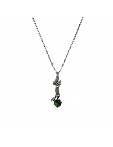 Tentacion Necklace in Dark Sterling Silver with Green Circonita