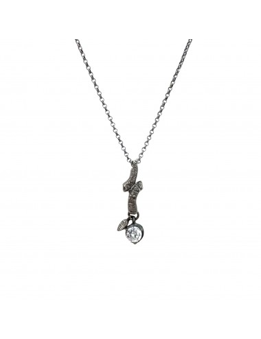 Tentacion Necklace in Dark Sterling Silver with White Circonita