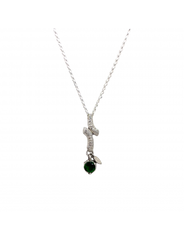 Tentacion Necklace in Sterling Silver with Green Circonita
