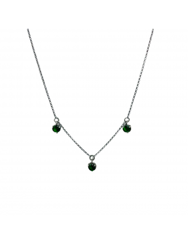 Tentacion Necklace in Dark Sterling Silver with Triple Green Circonita