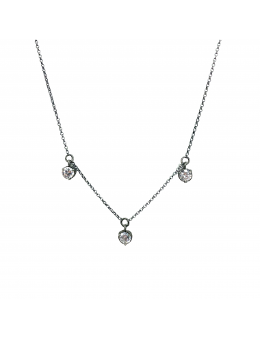 Tentacion Necklace in Dark Sterling Silver with Triple White Circonita