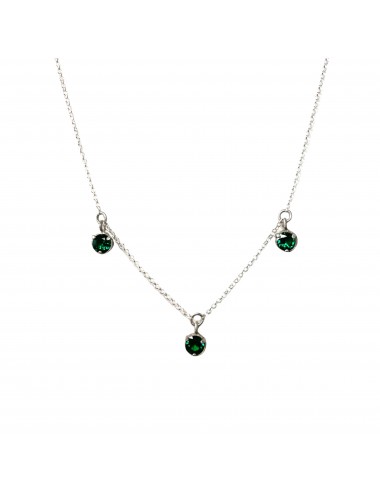 Tentacion Necklace in Sterling Silver with Triple Green Circonita