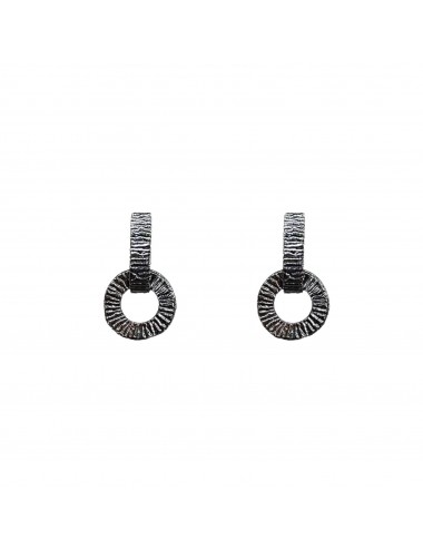 Architecture  2 Circles Earrings in Dark Sterling Silver