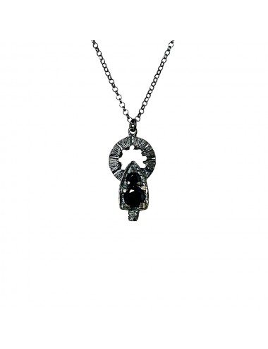 Colgante Vintage Virgen del Pilar Circonita Negra Óxido