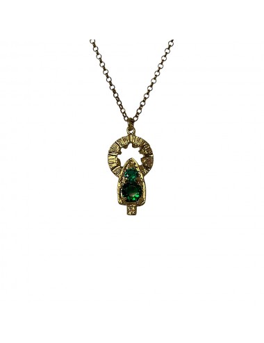 Colgante Vintage Virgen del Pilar Circonita Verdes Vermeil