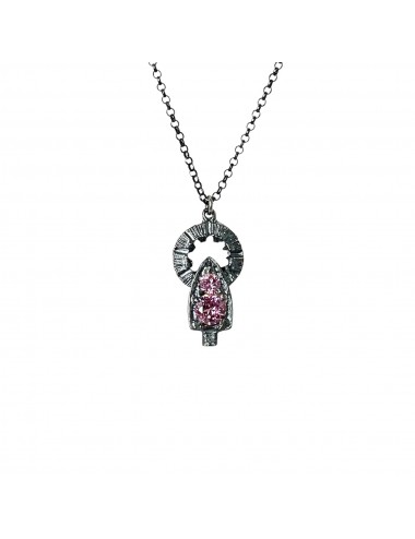 Colgante Vintage Virgen del Pilar Circonita Rosa Óxido