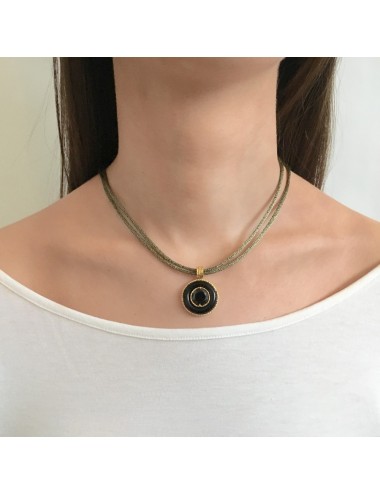 Disco Onix Necklace in Sterling Silver Vermeil with Hoop Onix and