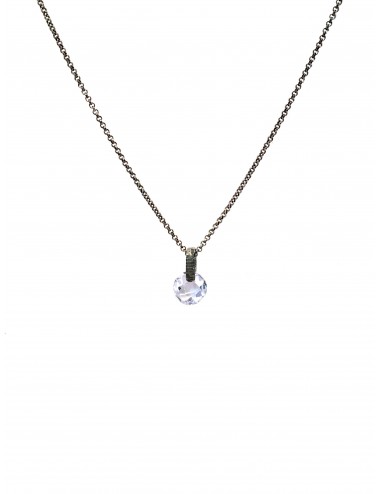 Minimal Medium Necklace in Dark Sterling Silver with Blue Circonita