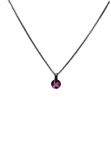 Minimal Medium Necklace in Dark Sterling Silver with Purple Circonita