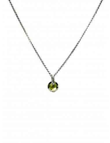 Minimal Medium Necklace in Dark Sterling Silver with Green Circonita