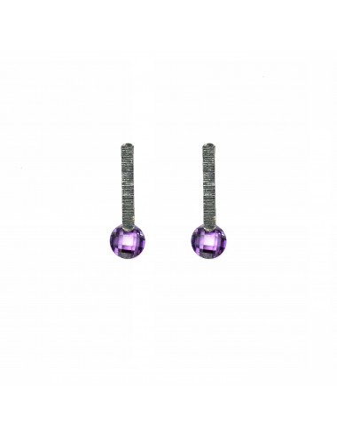 Minimal Earrings in Dark Sterling Silver with Purple Circonita