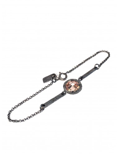 Minimal Bracelet in Dark Sterling Silver with Beige Circonita