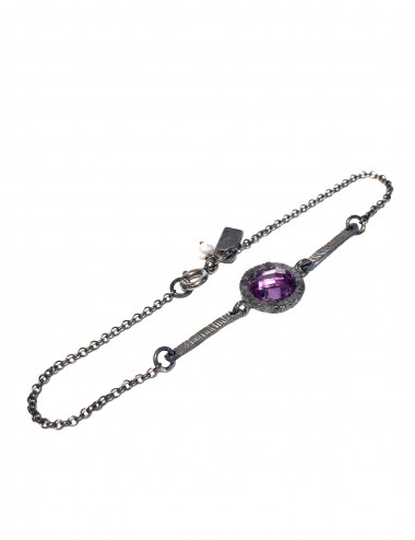 Minimal Bracelet in Dark Sterling Silver with Purple Circonita