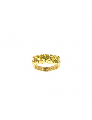 Minimal Ring in Sterling Silver Vermeil with 3 Yellow Circonita