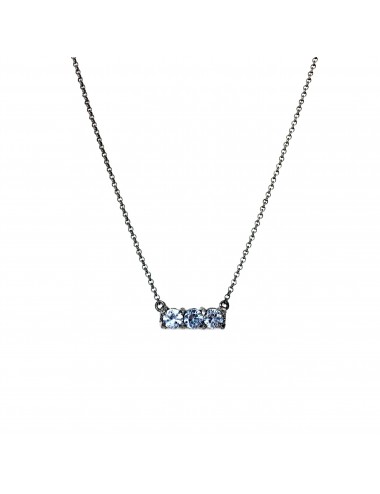 Minimal Necklaces in Dark Sterling Silver with 3 Blue Circonitas