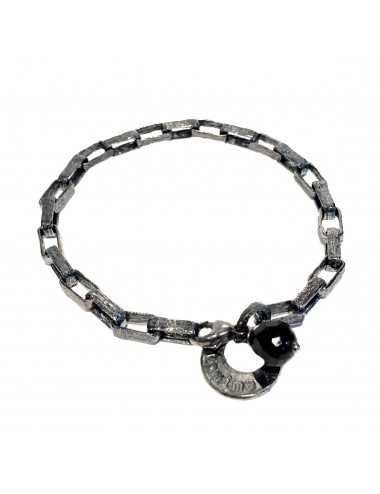 Punki Square Chain Bracelet in Dark Sterling Silver