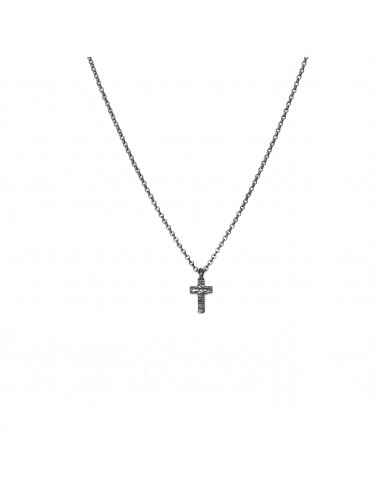 Punki Cross Necklace in Dark Sterling Silver