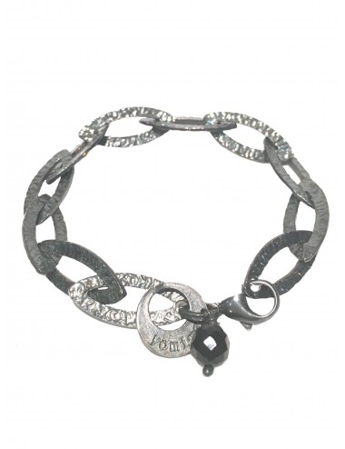 Punki Oval Chain Bracelet in Dark Sterling Silver