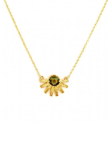 Punki Sunset Necklace in Sterling Silver Vermeil with Green Circonita