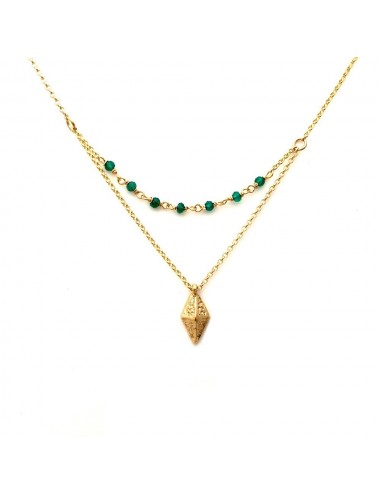 Punki RombhusTacks Necklaces in Sterling Silver Vermeil with Green Circonitas
