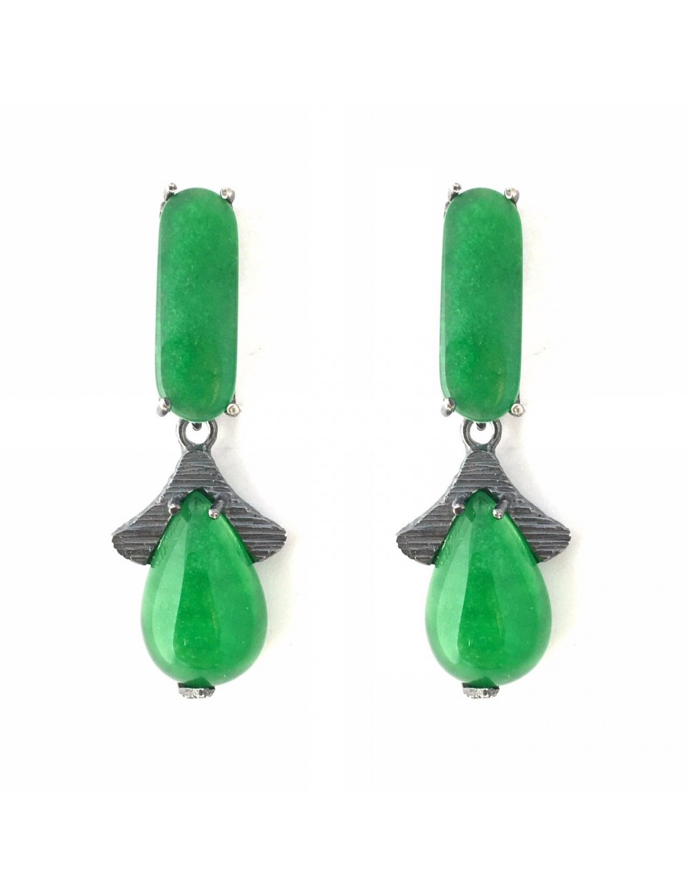 silver and jade earrings