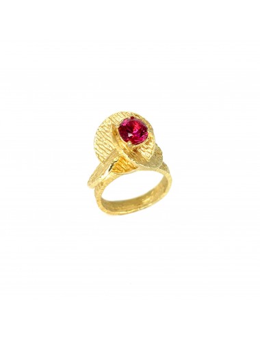 Architecture Small Ring in Sterling Silver Vermeil whith Ruby
